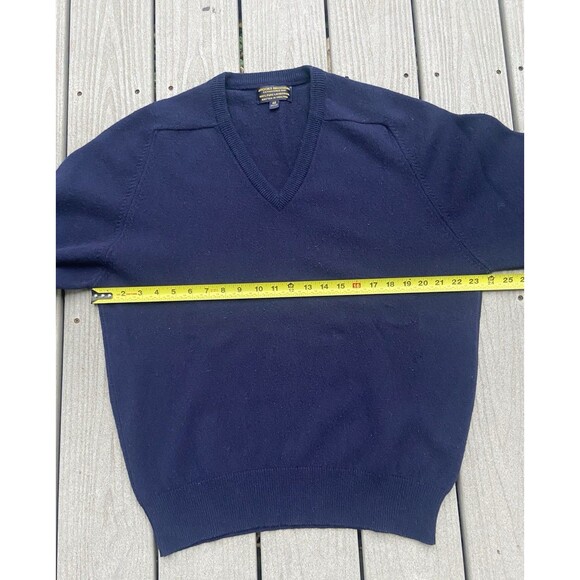Brooks Brothers Sweater Mens 42 Navy Blue V-Neck 100% Lambswool Made in England - Picture 11 of 13